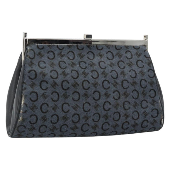 CELINE C Macadam Canvas Shoulder Bag Gray Silver Auth YKZ580