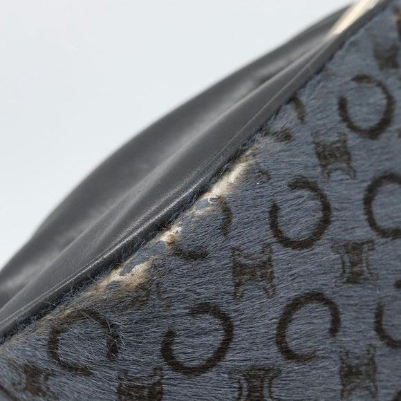CELINE C Macadam Canvas Shoulder Bag Gray Silver Auth YKZ580
