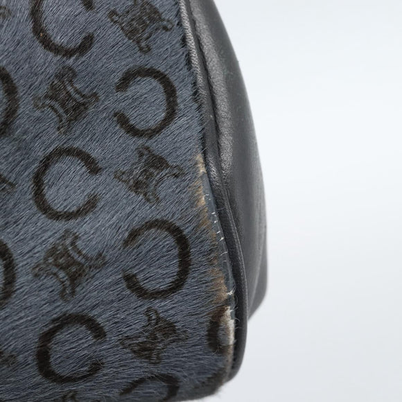 CELINE C Macadam Canvas Shoulder Bag Gray Silver Auth YKZ580