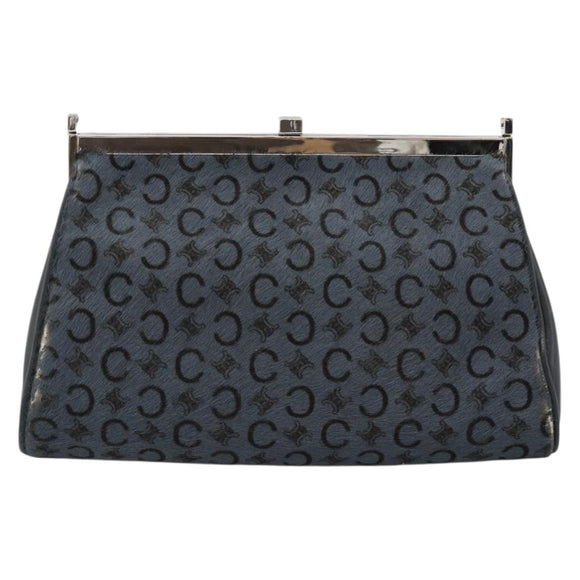CELINE C Macadam Canvas Shoulder Bag Gray Silver Auth YKZ580