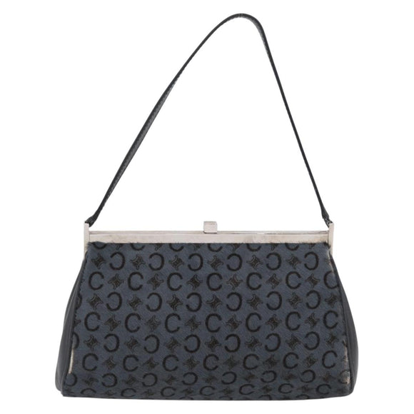 CELINE C Macadam Canvas Shoulder Bag Gray Silver Auth YKZ580