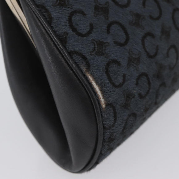 CELINE C Macadam Canvas Shoulder Bag Gray Silver Auth YKZ580