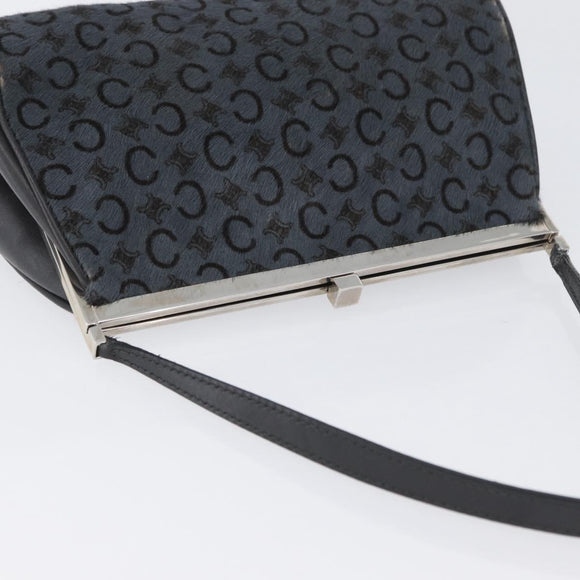 CELINE C Macadam Canvas Shoulder Bag Gray Silver Auth YKZ580