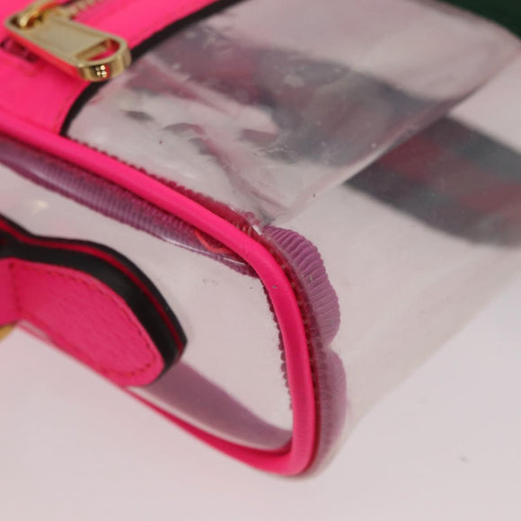 GUCCI Web Sherry Line Shoulder Bag Vinyl Clear Pink 517350 Auth YKZ583A