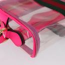 GUCCI Web Sherry Line Shoulder Bag Vinyl Clear Pink 517350 Auth YKZ583A-15