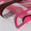 GUCCI Web Sherry Line Shoulder Bag Vinyl Clear Pink 517350 Auth YKZ583A-16
