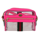 GUCCI Web Sherry Line Shoulder Bag Vinyl Clear Pink 517350 Auth YKZ583A-13