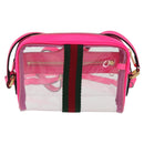 GUCCI Web Sherry Line Shoulder Bag Vinyl Clear Pink 517350 Auth YKZ583A-2