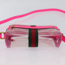 GUCCI Web Sherry Line Shoulder Bag Vinyl Clear Pink 517350 Auth YKZ583A-5