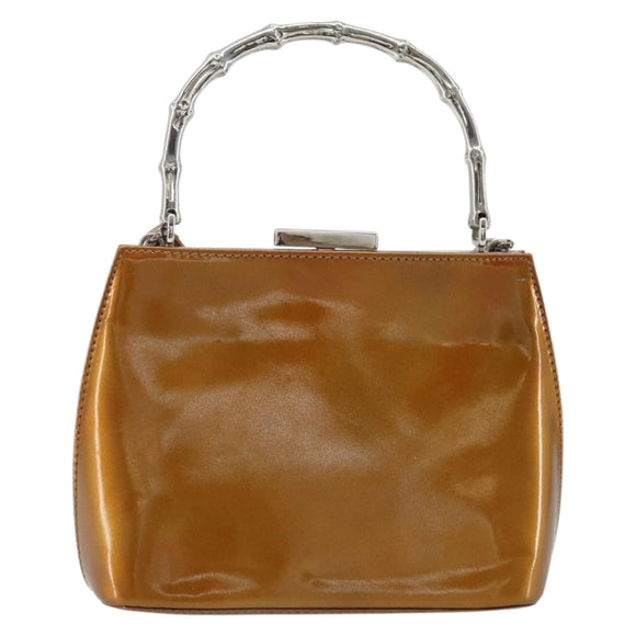 GUCCI Bamboo Bag Patent leather 2way Gold Tone 005 2046 0322 Auth YKZ590