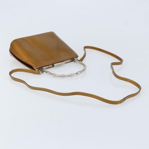 GUCCI Bamboo Bag Patent leather 2way Gold Tone 005 2046 0322 Auth YKZ590