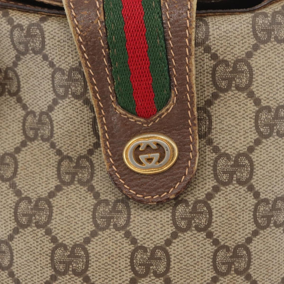 GUCCI GG Supreme Web Sherry Line Bag PVC Beige Gold 40 02 081 Auth YKZ594