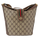 GUCCI GG Supreme Web Sherry Line Bag PVC Beige Gold 40 02 081 Auth YKZ594-2