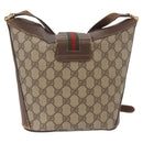 GUCCI GG Supreme Web Sherry Line Bag PVC Beige Gold 40 02 081 Auth YKZ594-3