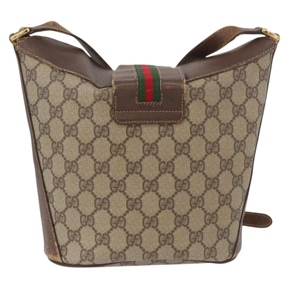 GUCCI GG Supreme Web Sherry Line Bag PVC Beige Gold 40 02 081 Auth YKZ594