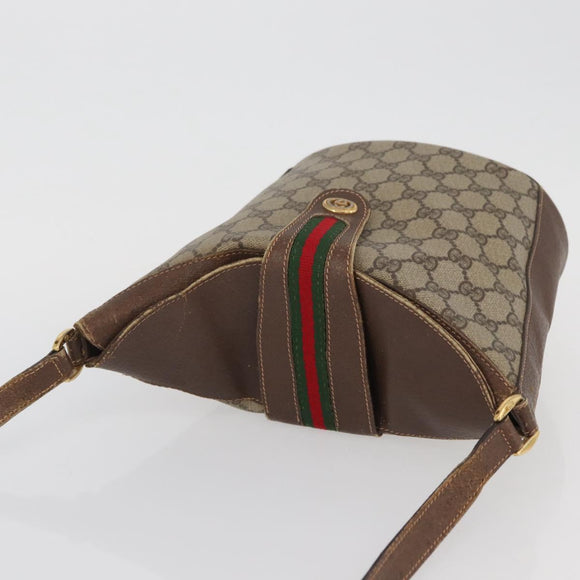 GUCCI GG Supreme Web Sherry Line Bag PVC Beige Gold 40 02 081 Auth YKZ594