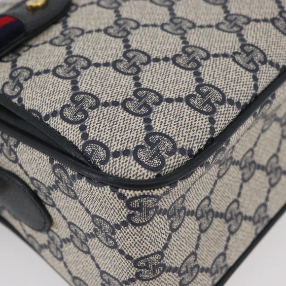 GUCCI GG Supreme Sherry Line Shoulder Bag PVC Navy Gold 93 02 049 Auth YKZ595