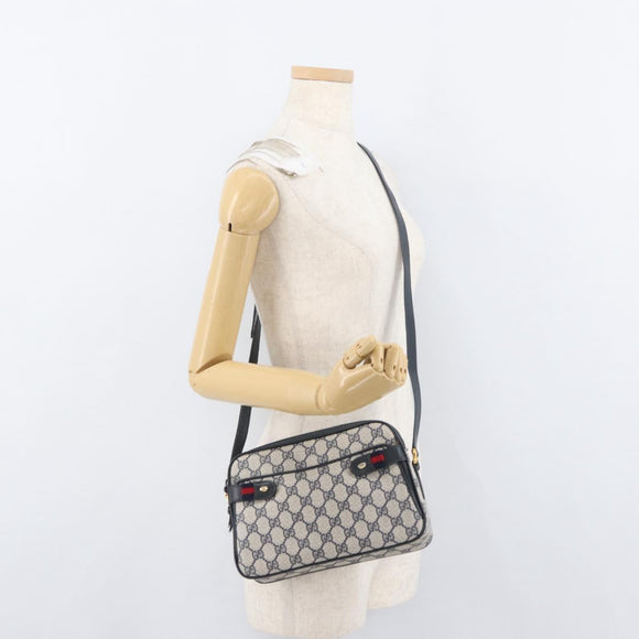 GUCCI GG Supreme Sherry Line Shoulder Bag PVC Navy Gold 93 02 049 Auth YKZ595
