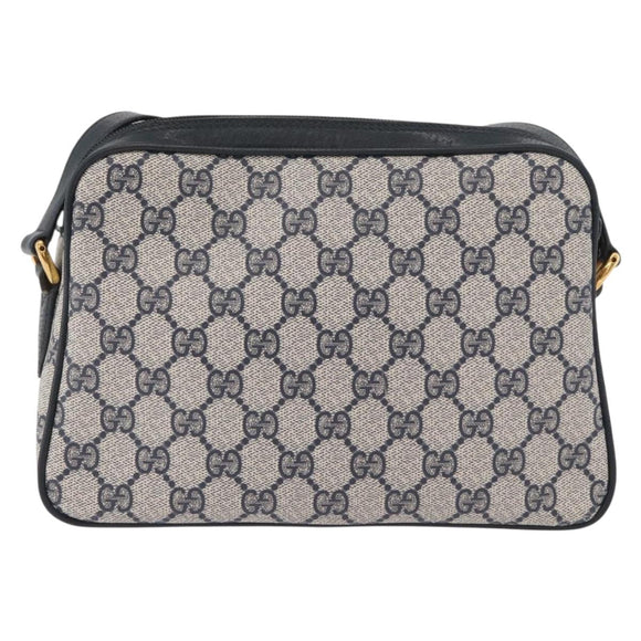 GUCCI GG Supreme Sherry Line Shoulder Bag PVC Navy Gold 93 02 049 Auth YKZ595