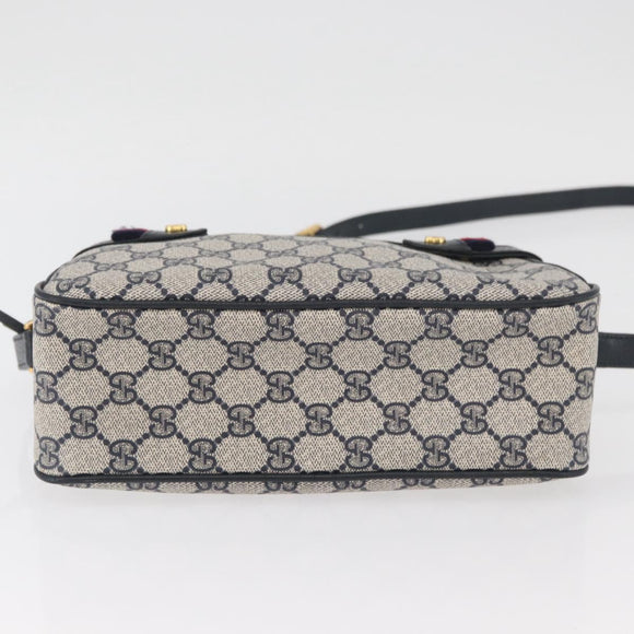 GUCCI GG Supreme Sherry Line Shoulder Bag PVC Navy Gold 93 02 049 Auth YKZ595