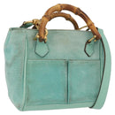 GUCCI Bamboo Hand Bag Suede 2way Turquoise Blue Gold 007 1793 0238 Auth YKZ601-1