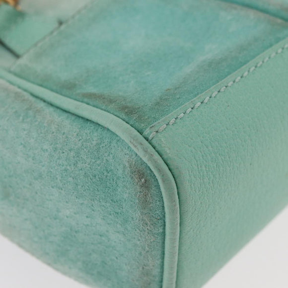 GUCCI Bamboo Hand Bag Suede 2way Turquoise Blue Gold 007 1793 0238 Auth YKZ601