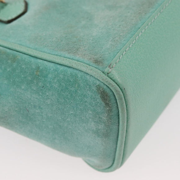 GUCCI Bamboo Hand Bag Suede 2way Turquoise Blue Gold 007 1793 0238 Auth YKZ601