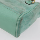 GUCCI Bamboo Hand Bag Suede 2way Turquoise Blue Gold 007 1793 0238 Auth YKZ601-17
