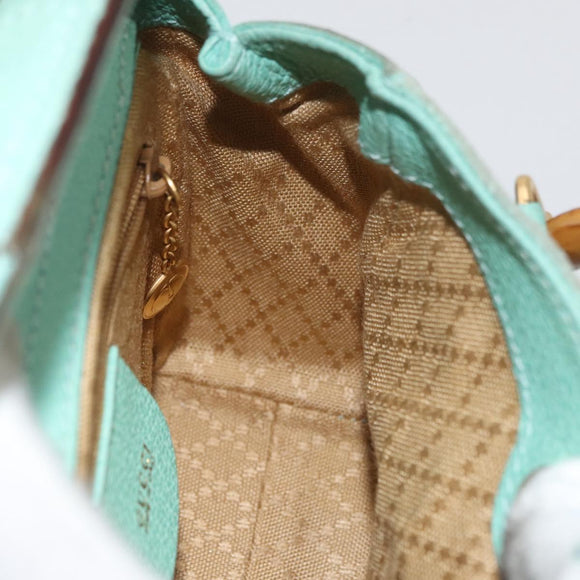 GUCCI Bamboo Hand Bag Suede 2way Turquoise Blue Gold 007 1793 0238 Auth YKZ601