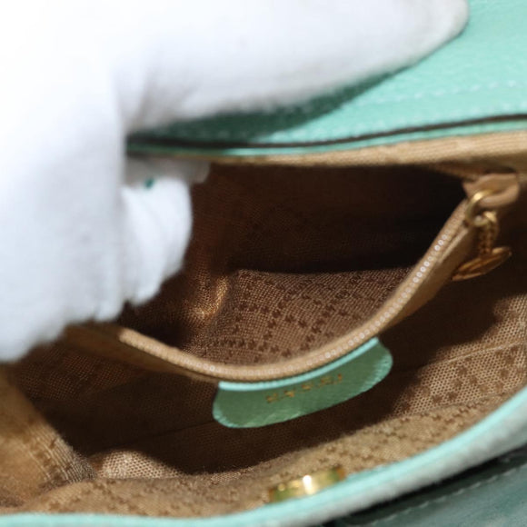 GUCCI Bamboo Hand Bag Suede 2way Turquoise Blue Gold 007 1793 0238 Auth YKZ601
