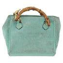 GUCCI Bamboo Hand Bag Suede 2way Turquoise Blue Gold 007 1793 0238 Auth YKZ601-2