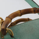 GUCCI Bamboo Hand Bag Suede 2way Turquoise Blue Gold 007 1793 0238 Auth YKZ601-8