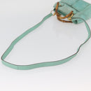 GUCCI Bamboo Hand Bag Suede 2way Turquoise Blue Gold 007 1793 0238 Auth YKZ601-9