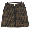 FENDI Zucca Canvas Skirt Black Brown Auth YKZ602A-1