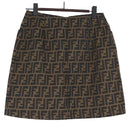 FENDI Zucca Canvas Skirt Black Brown Auth YKZ602A-2