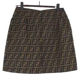 FENDI Zucca Canvas Skirt Black Brown Auth YKZ602A - 0