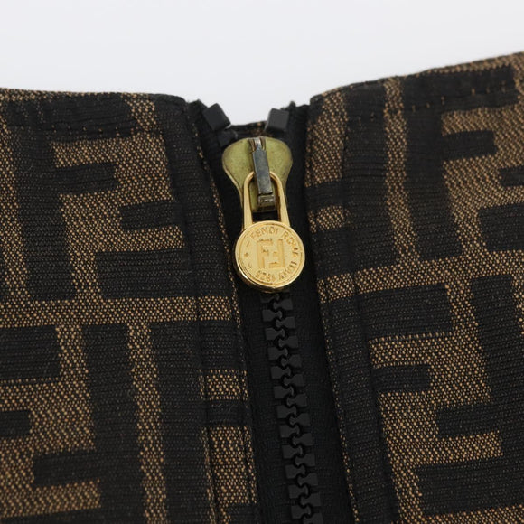FENDI Zucca Canvas Skirt Black Brown Auth YKZ602A