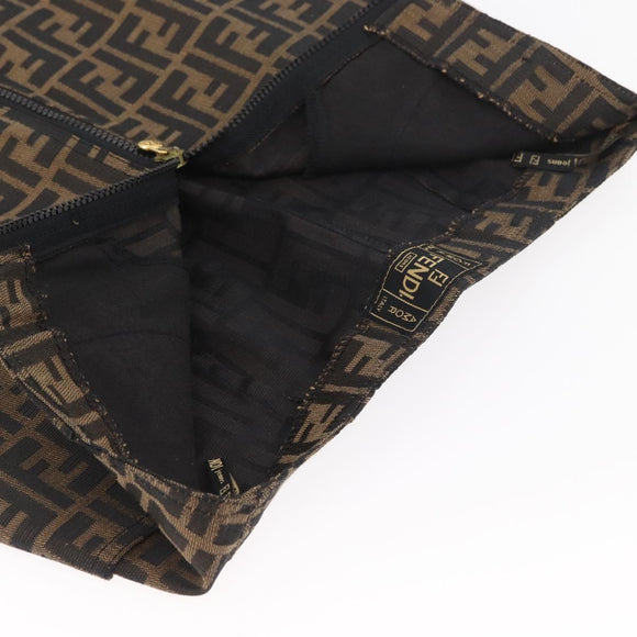 FENDI Zucca Canvas Skirt Black Brown Auth YKZ602A