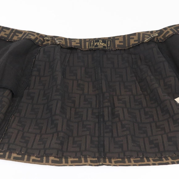 FENDI Zucca Canvas Skirt Black Brown Auth YKZ602A