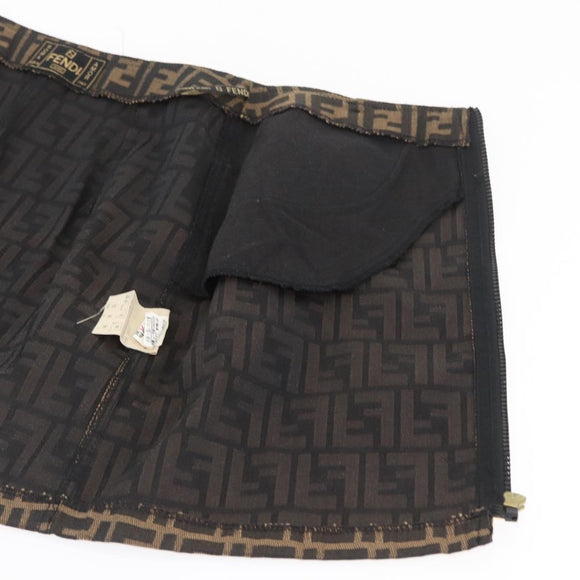 FENDI Zucca Canvas Skirt Black Brown Auth YKZ602A