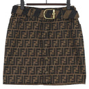 FENDI Zucca Canvas Skirt Black Brown Auth YKZ603A-1