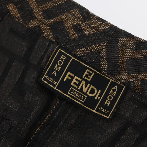 FENDI Zucca Canvas Skirt Black Brown Auth YKZ603A