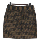 FENDI Zucca Canvas Skirt Black Brown Auth YKZ603A-2