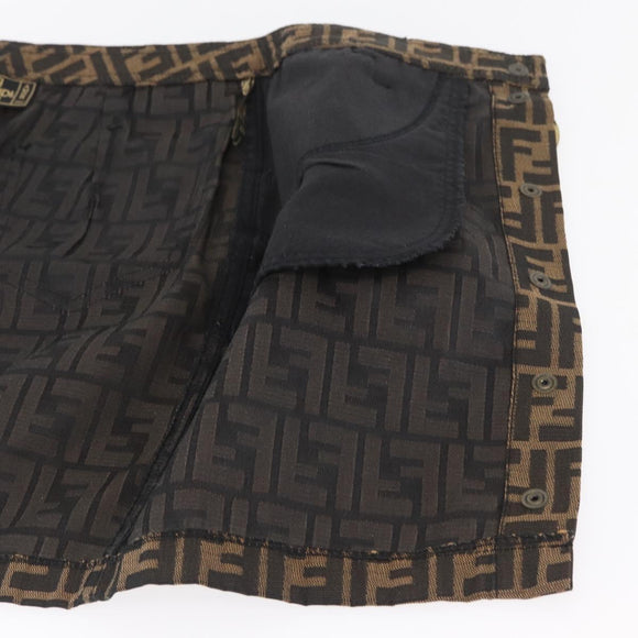 FENDI Zucca Canvas Skirt Black Brown Auth YKZ603A
