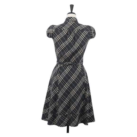 BURBERRY Nova Check One Piece Blue Label Canvas Gray Auth YKZ605A