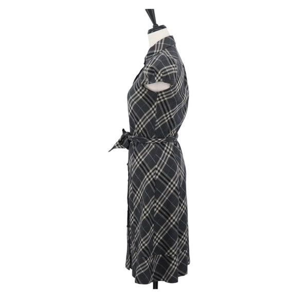 BURBERRY Nova Check One Piece Blue Label Canvas Gray Auth YKZ605A