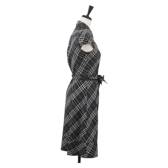 BURBERRY Nova Check One Piece Blue Label Canvas Gray Auth YKZ605A
