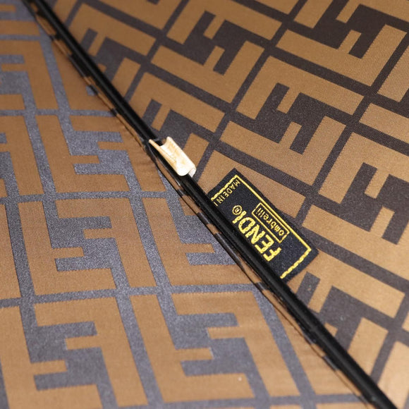 FENDI Zucca Canvas Umbrella Nylon Black Brown Auth YKZ610A