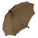 FENDI Zucca Canvas Umbrella Nylon Black Brown Auth YKZ610A-1