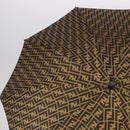FENDI Zucca Canvas Umbrella Nylon Black Brown Auth YKZ610A-3